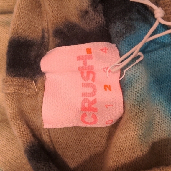 Crush Cashmere Tie Dye Rio Cropped Full Zip Hoodie in Camel and Blue - Picture 5 of 10